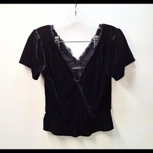 Abercrombie Fitch Black Lacey Short Sleeve Babydoll Woman's T-shirt Top Size XS